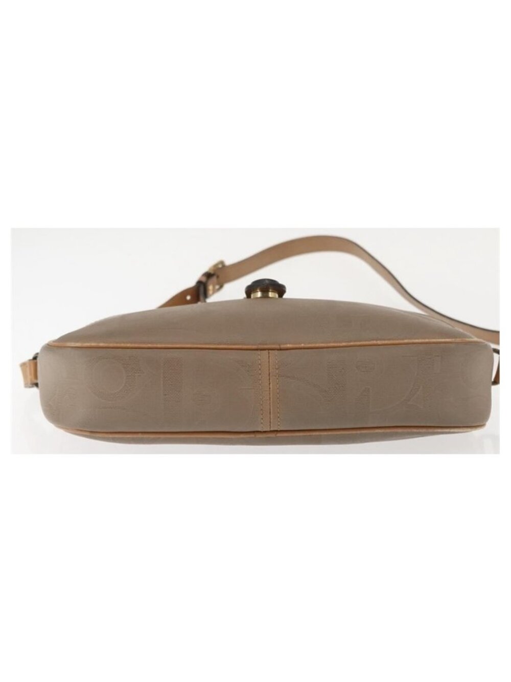 Authentic Christian Dior Trotter Canvas Shoulder Bag Beige Gold - Picture 15 of 16